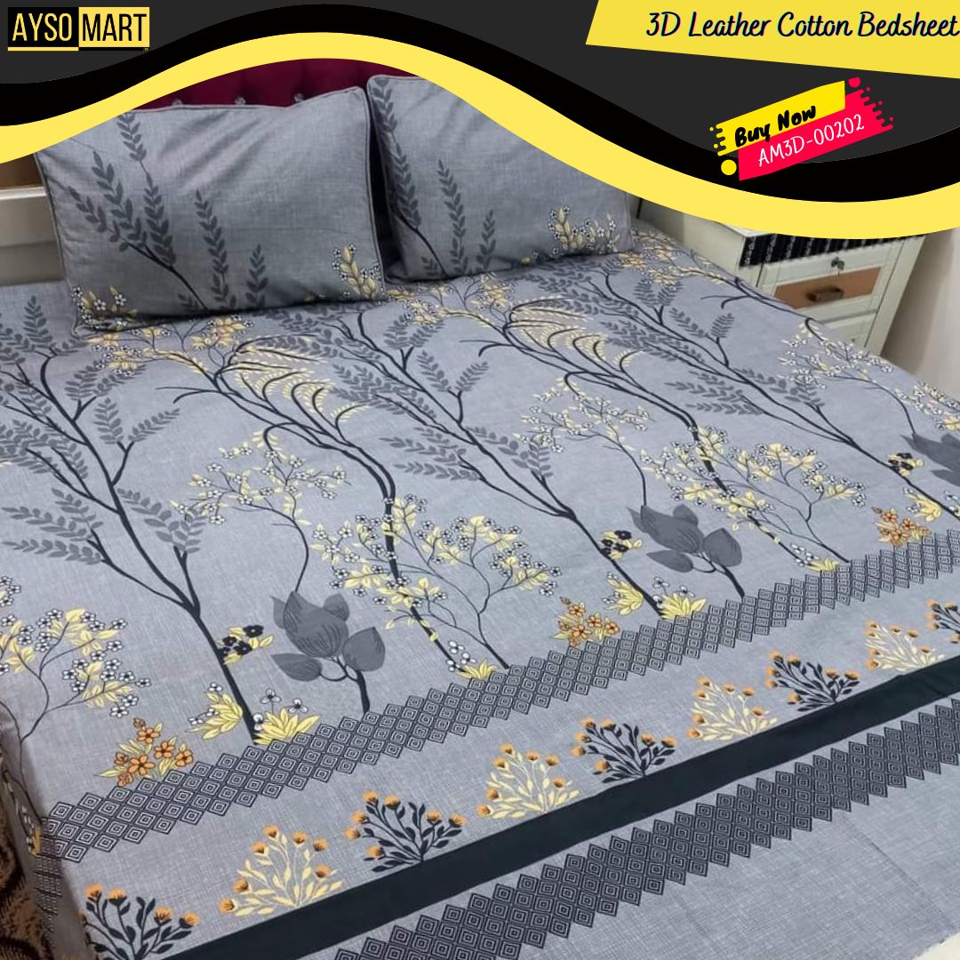 3D Leather Cotton Bedsheet AM3D-00202