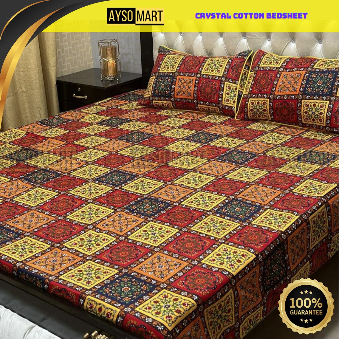 3D Leather Crystal Cotton Bedsheet AM3D-00254