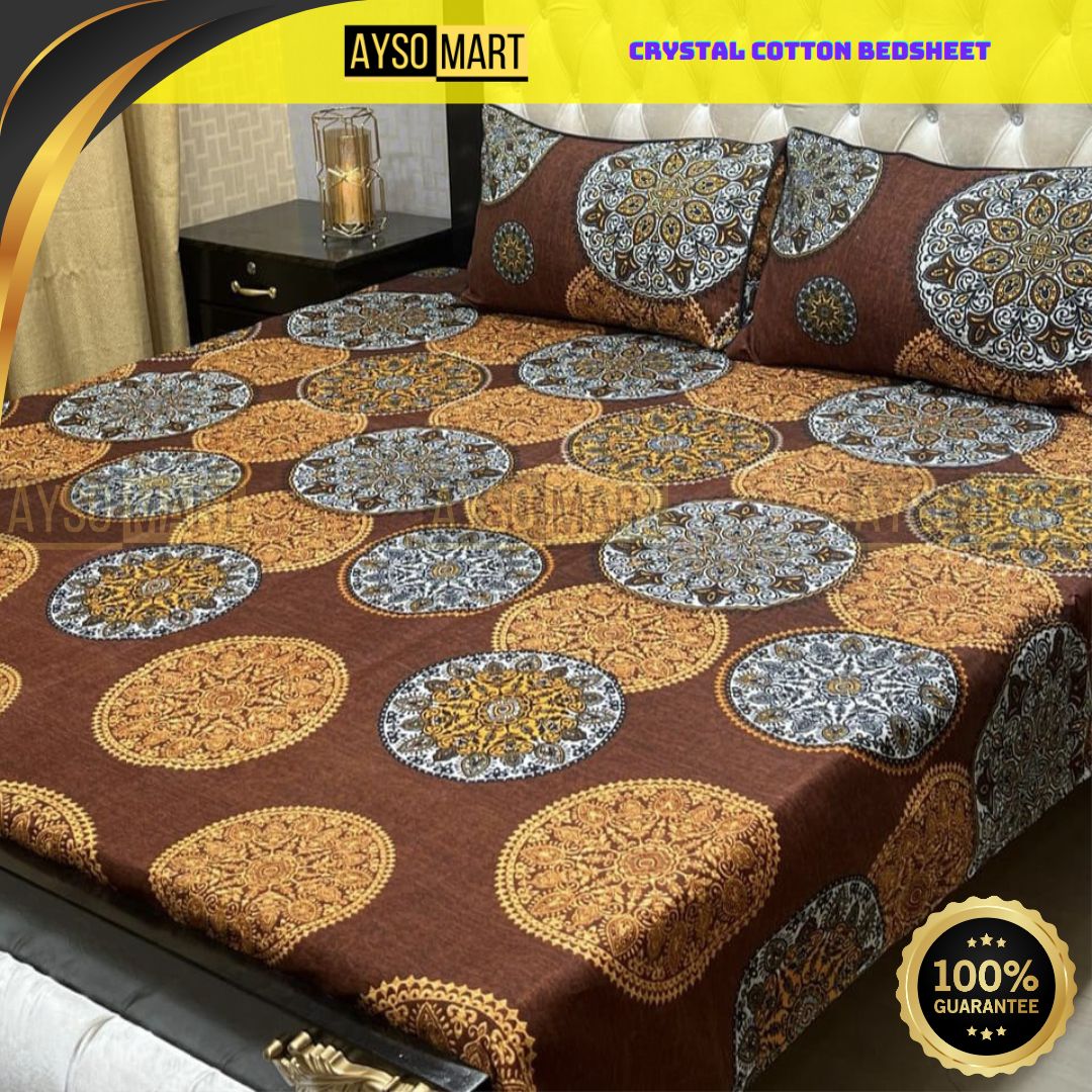 3D Leather Crystal Cotton Bedsheet AM3D-00242