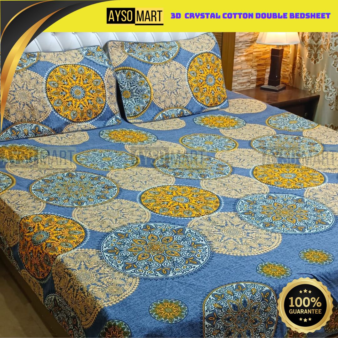 3D Leather Crystal Cotton Bedsheet AM3D-00232