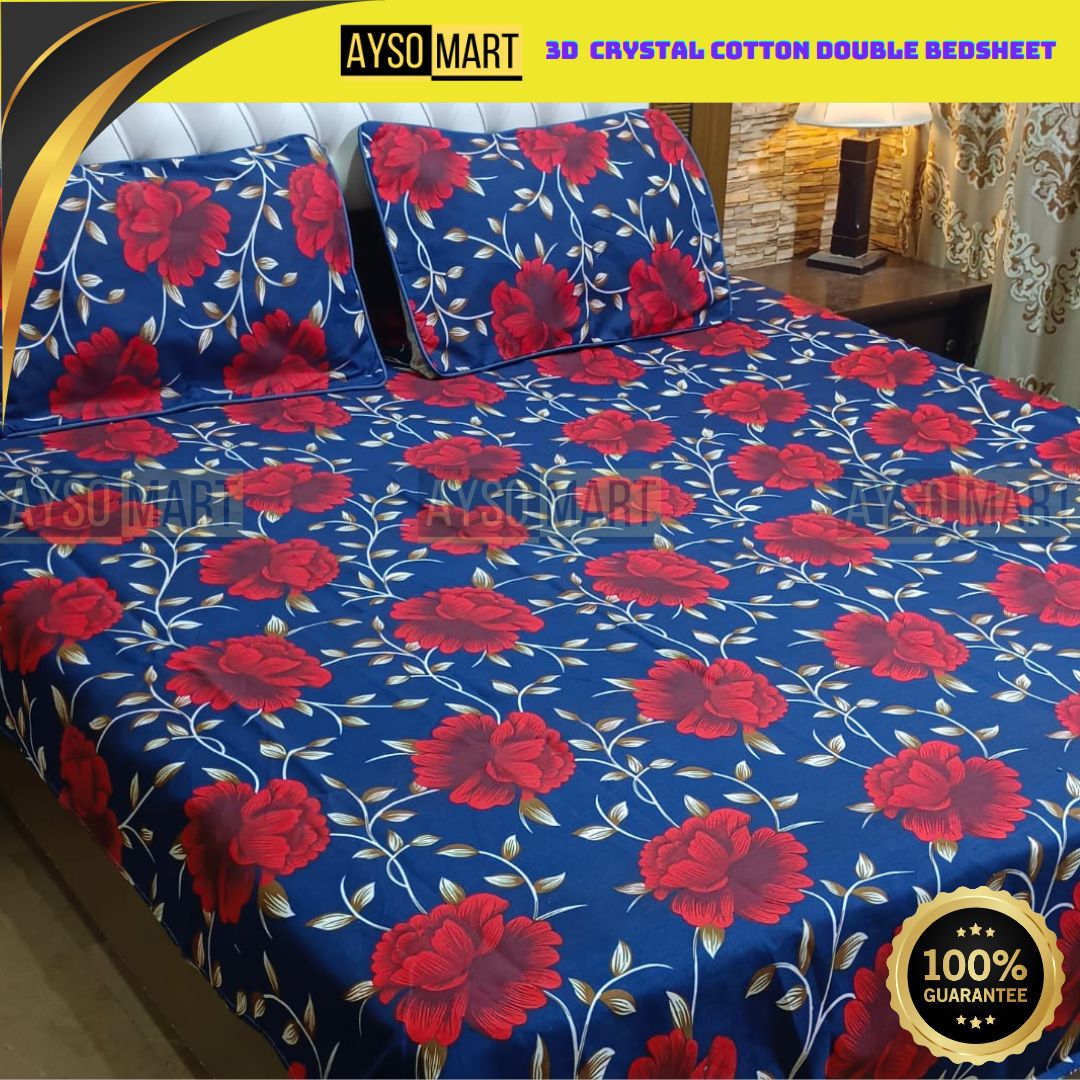 3D Leather Crystal Cotton Bedsheet AM3D-00238