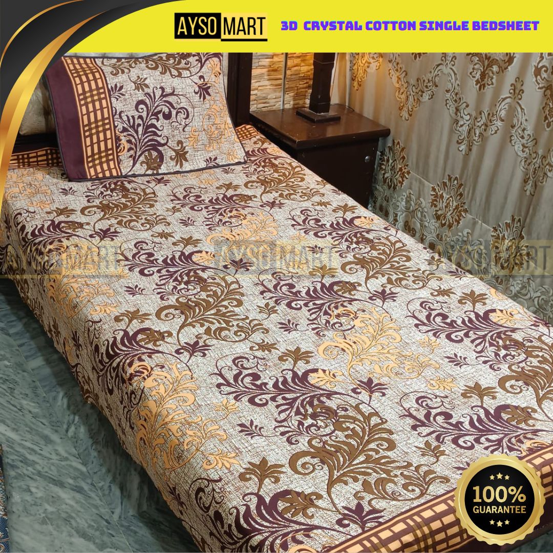 3D Crystal Cotton Single Pair Bedsheet AM3DS-00170