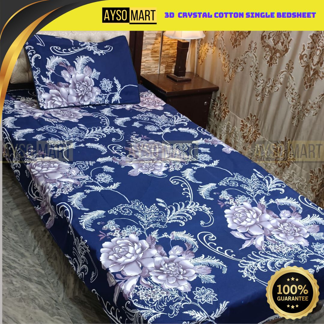 3D Crystal Cotton Single Pair Bedsheet AM3DS-00167