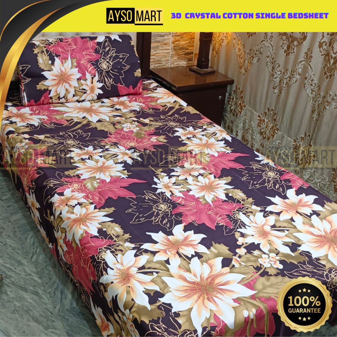 3D Crystal Cotton Single Pair Bedsheet AM3DS-00159