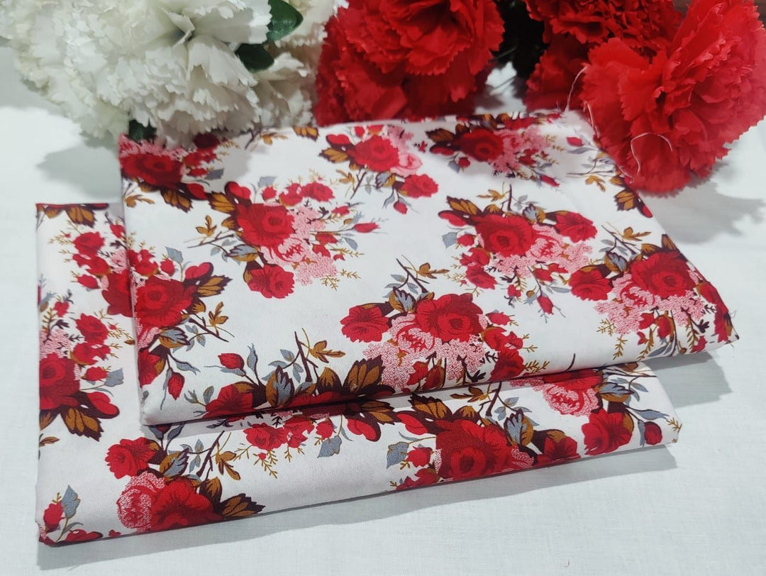 Micro Polo Cotton 2pcs Suit white red rose