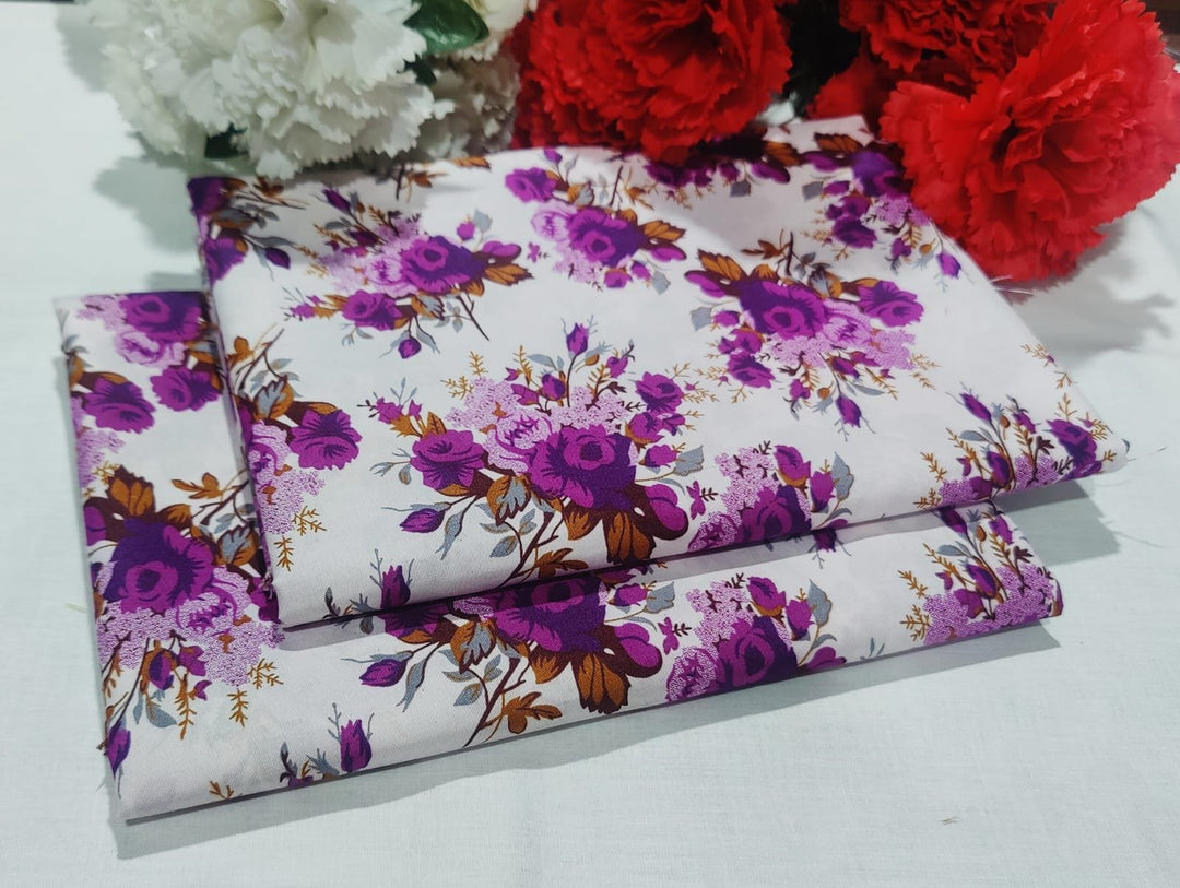 Micro Polo Cotton 2pcs Suit White Purple Orchid