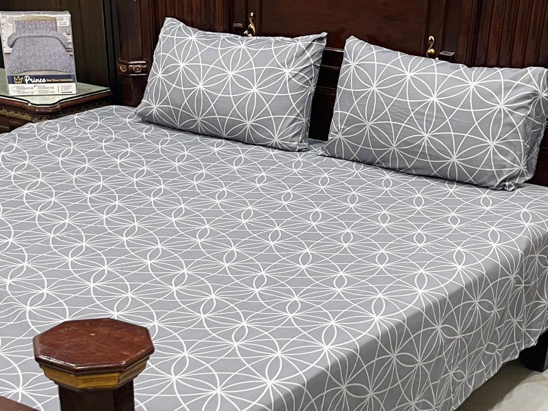 Micro Cotton Fabric King size Bedsheet Geometric Grace