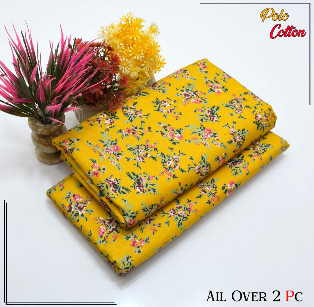 Micro Polo Cotton 2pcs Suit Yellow Capri