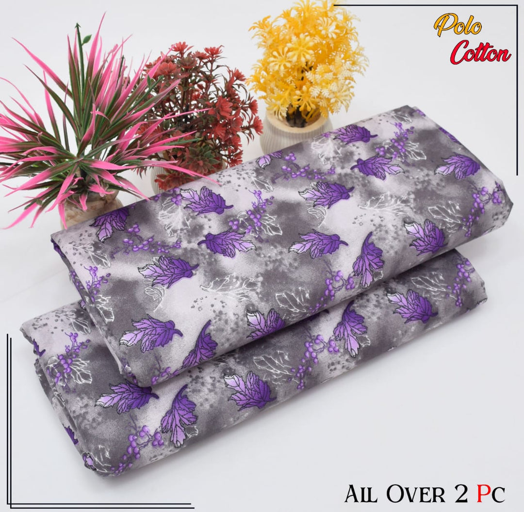 Micro Polo Cotton 2pcs Suit Lavender Smoke