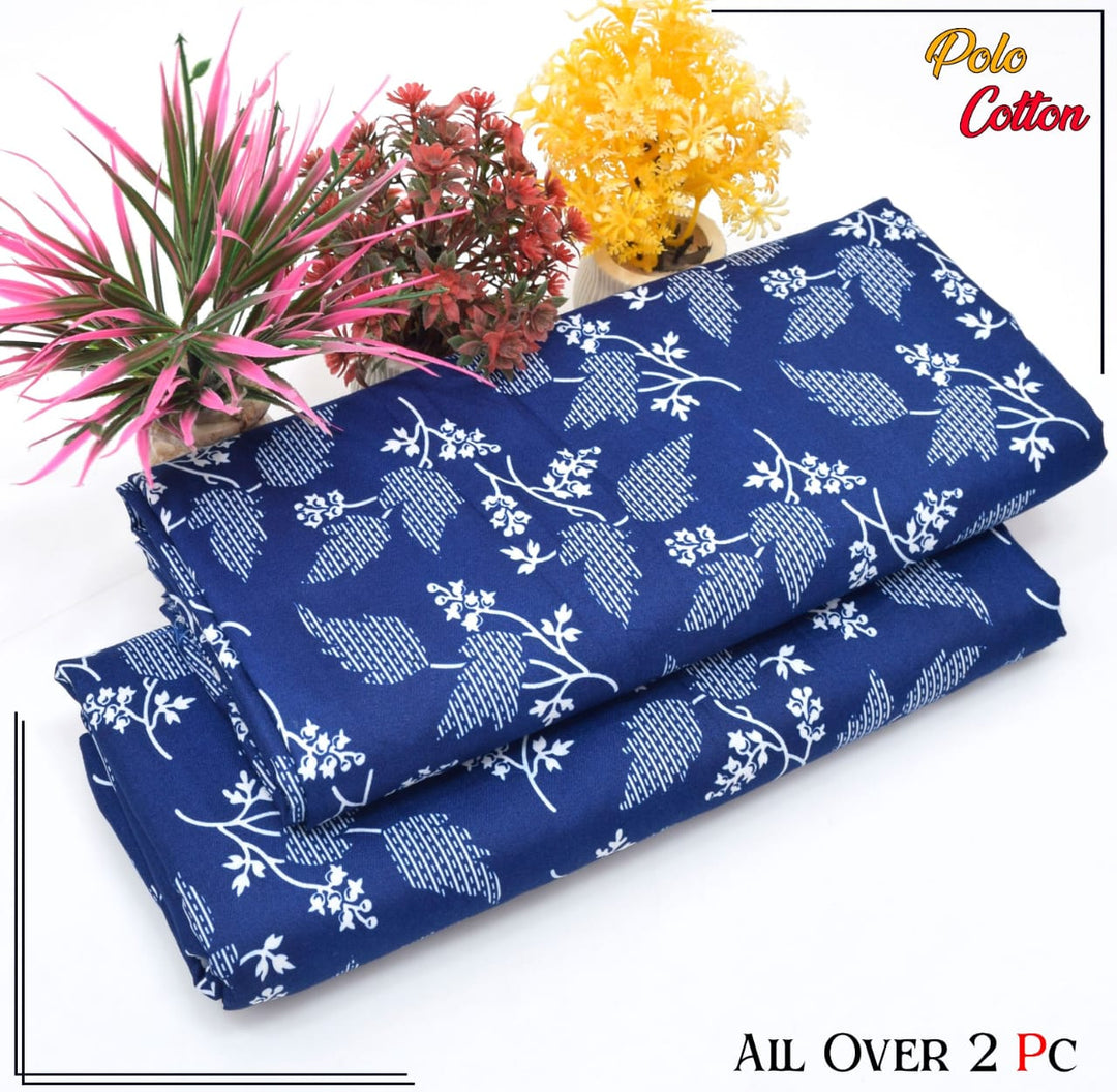 Micro Polo Cotton 2pcs Suit Midnight Blossom Blue