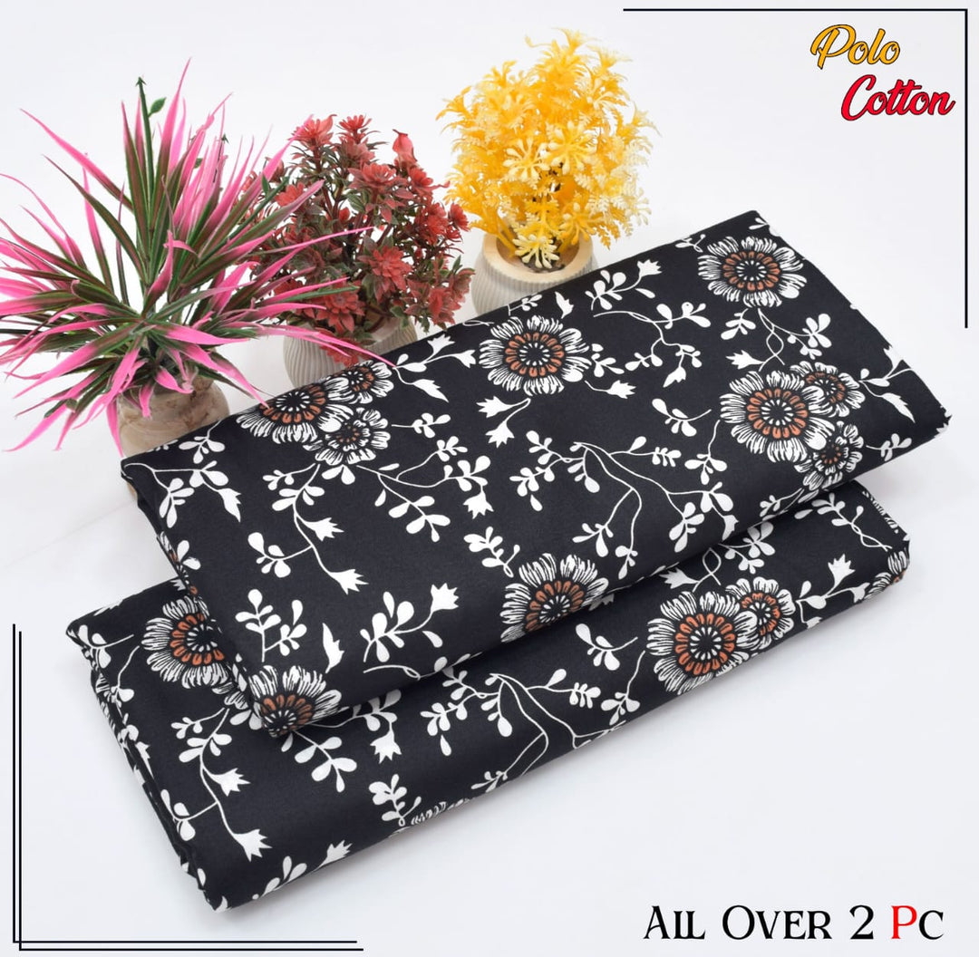 Micro Polo Cotton 2pcs Suit Ebony Floral Dream