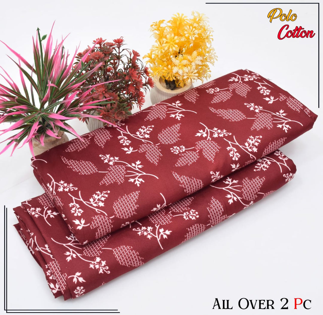 Micro Polo Cotton 2pcs Suit Midnight Blossom Red