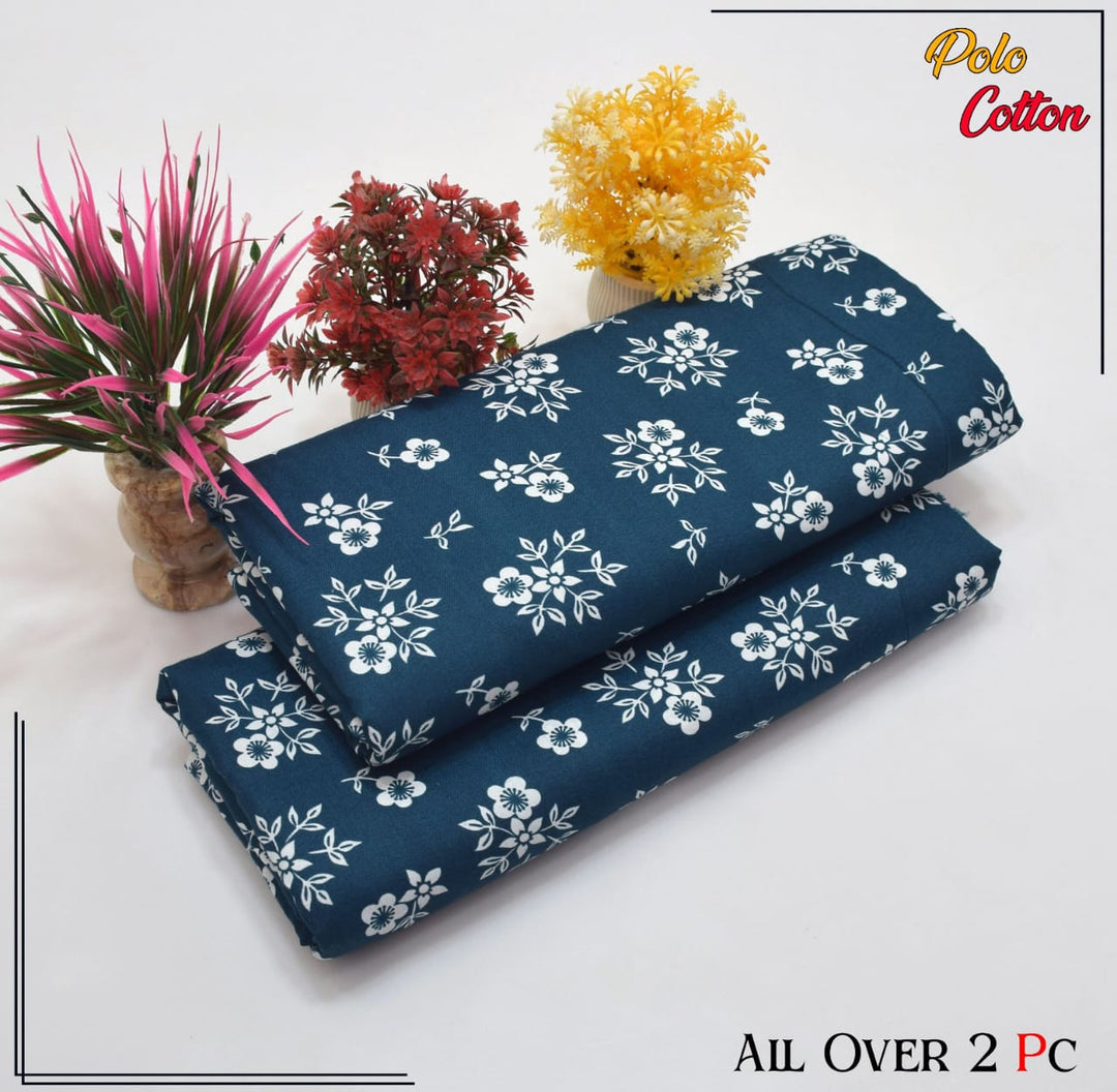 Micro Polo Cotton 2pcs Suit Aqua Bloom Elegance