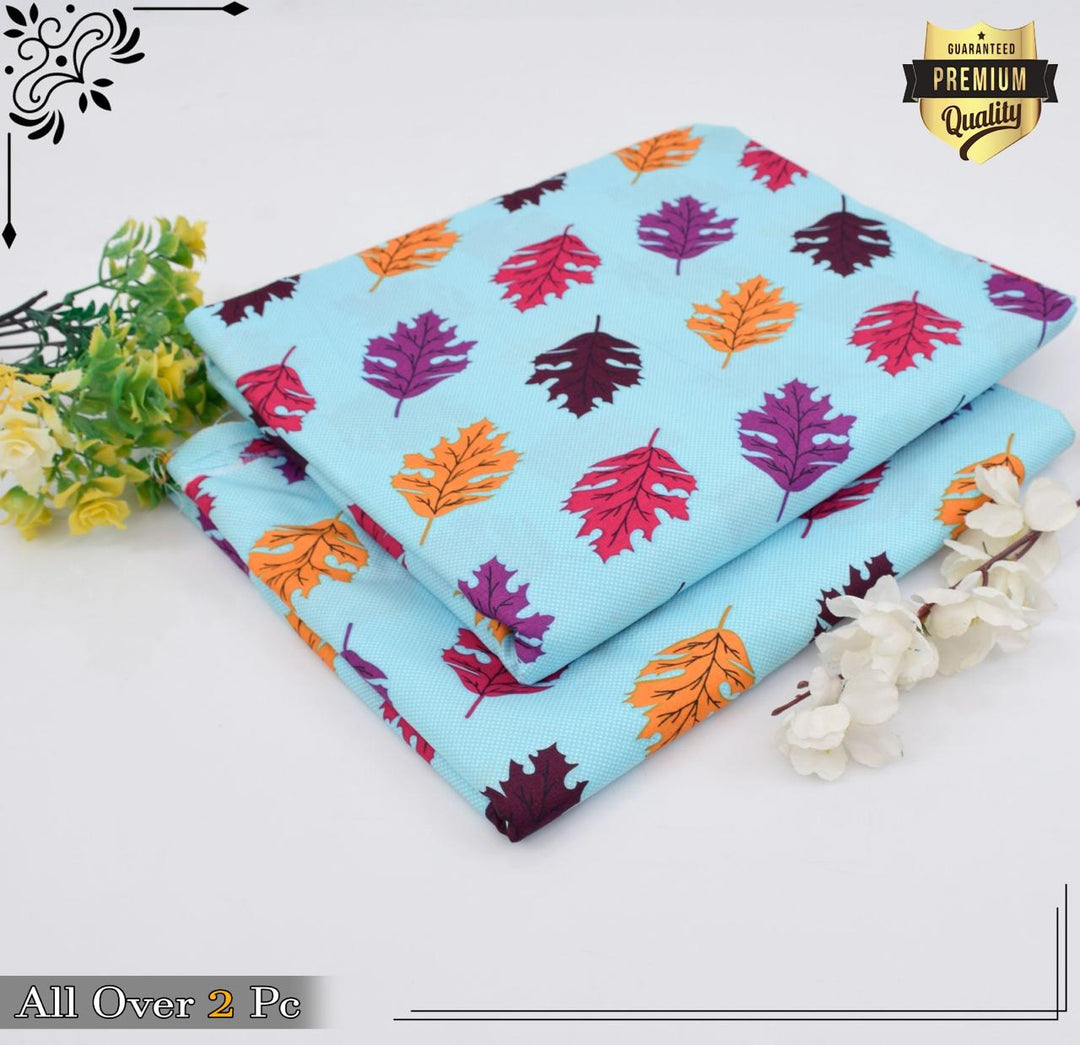 Micro Polo Cotton 2pcs Suit Aqua Autumn Leaves
