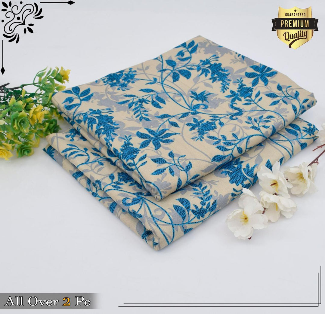 Micro Polo Cotton 2pcs Suit Azure Vine Elegance