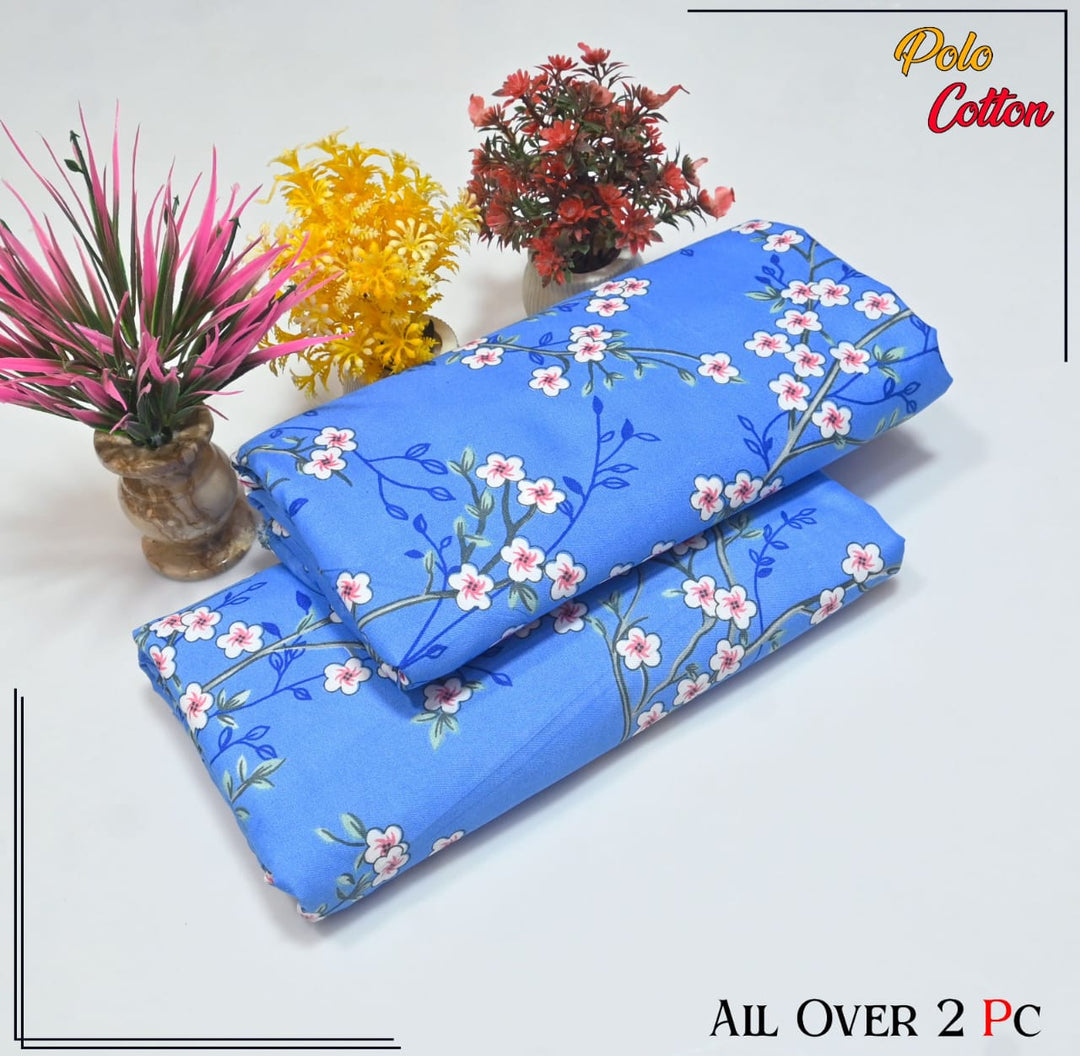 Micro Polo Cotton 2pcs Suit Ocean Petals