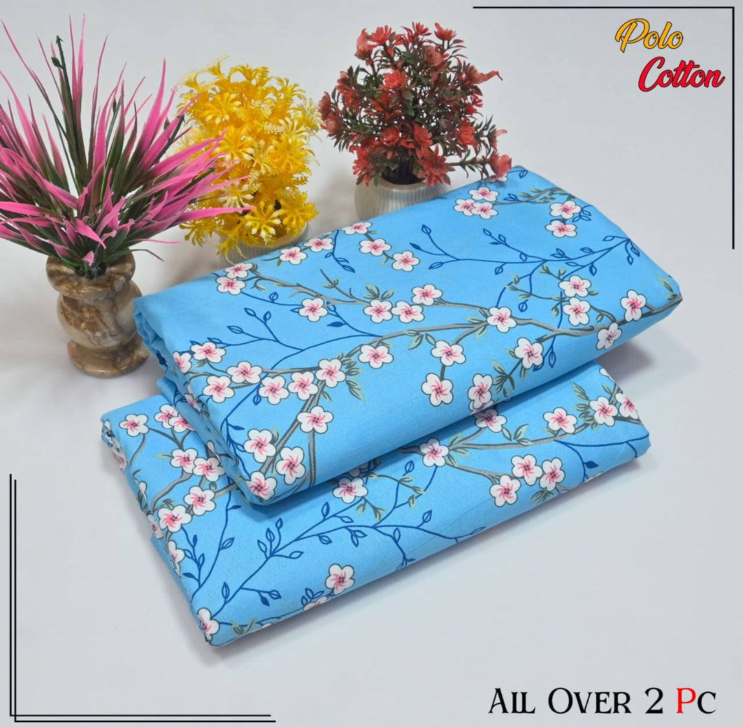 Micro Polo Cotton 2pcs Suit Sakura Sky Ensemble