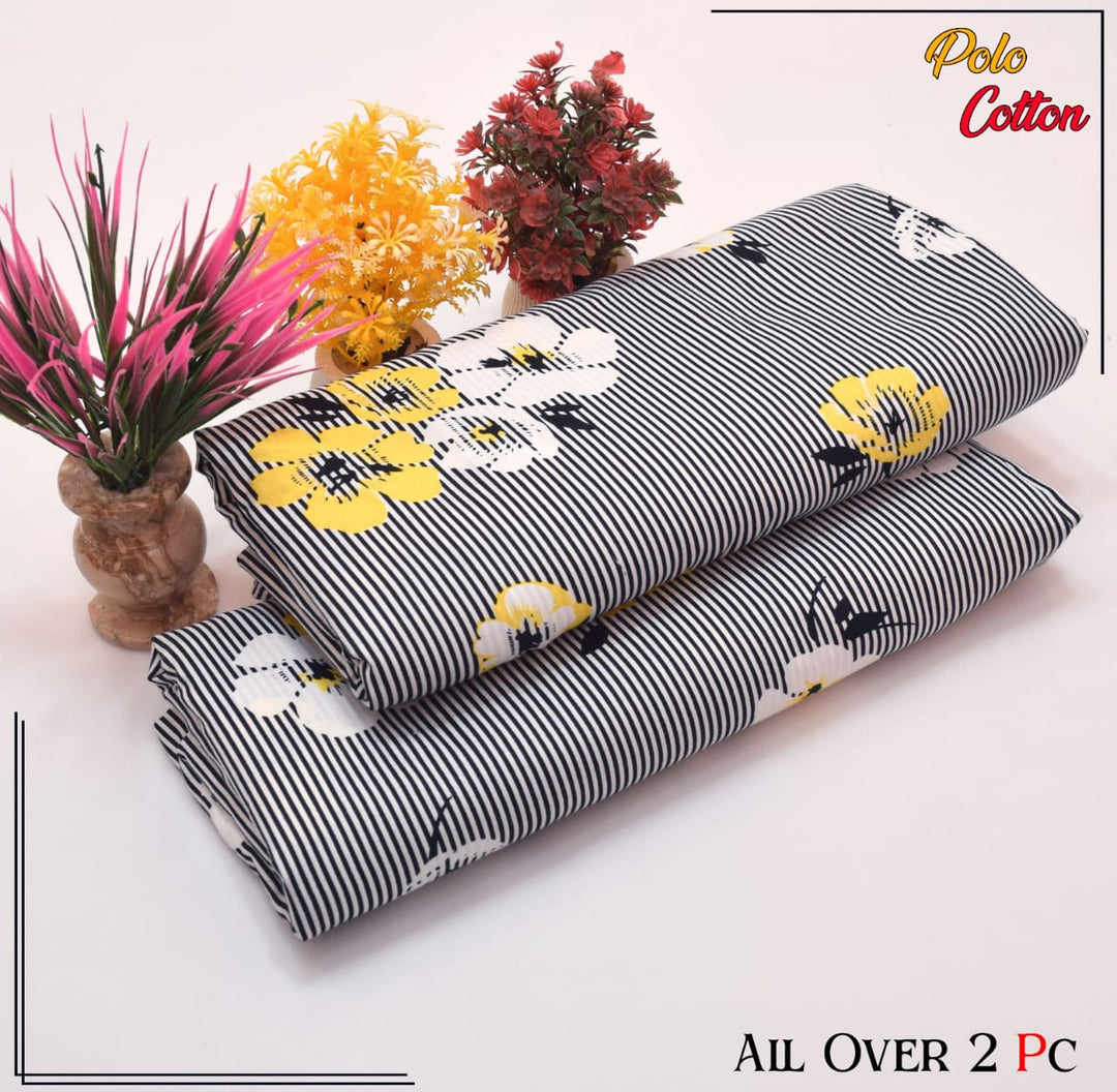 Micro Polo Cotton 2pcs Suit Sunshine Stripe