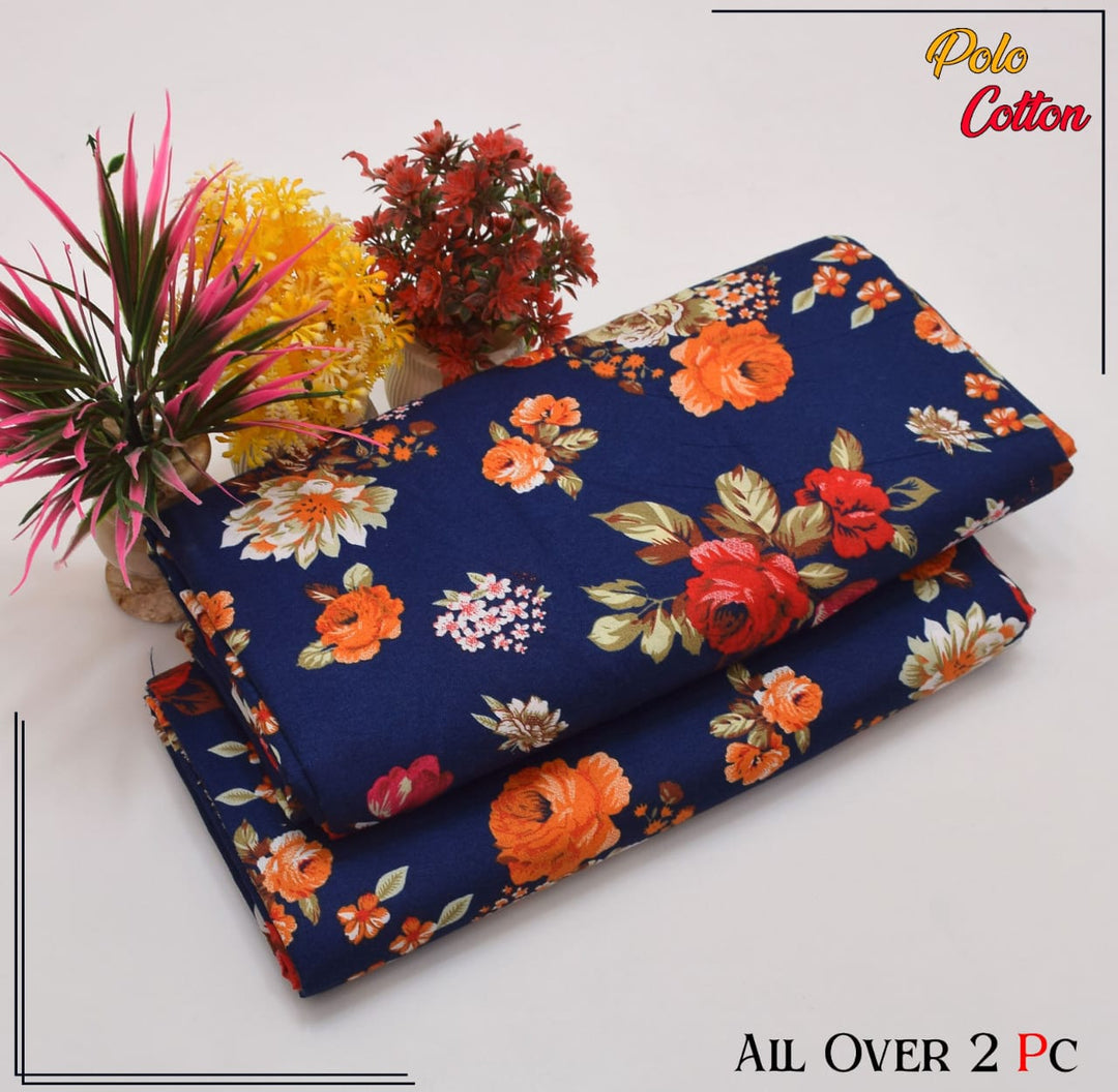 Micro Polo Cotton 2pcs Suit Azure Bloom Polo