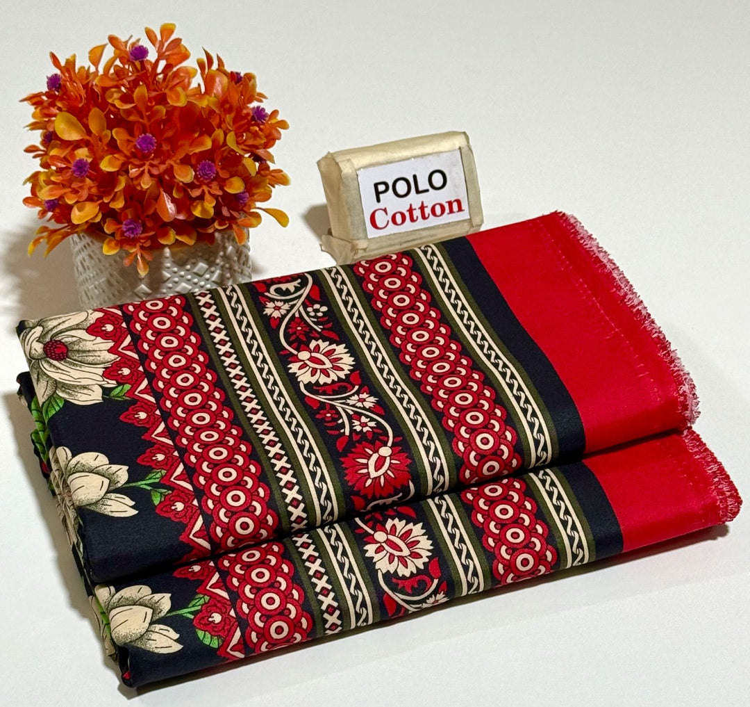 Micro Polo Cotton 2pcs Suit Midnight Rose Print