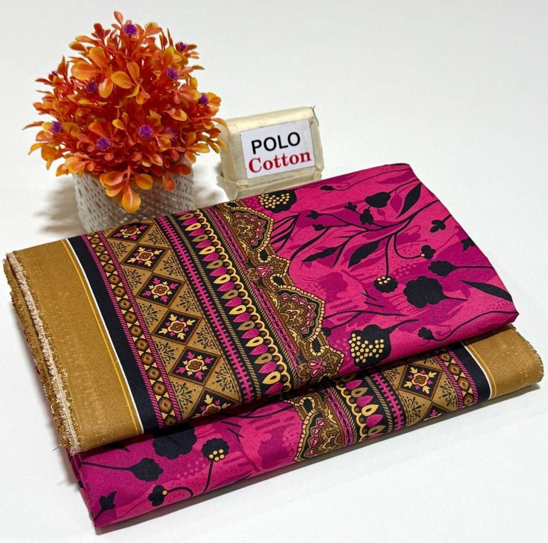 Micro Polo Cotton 2pcs Suit Golden Rose Print