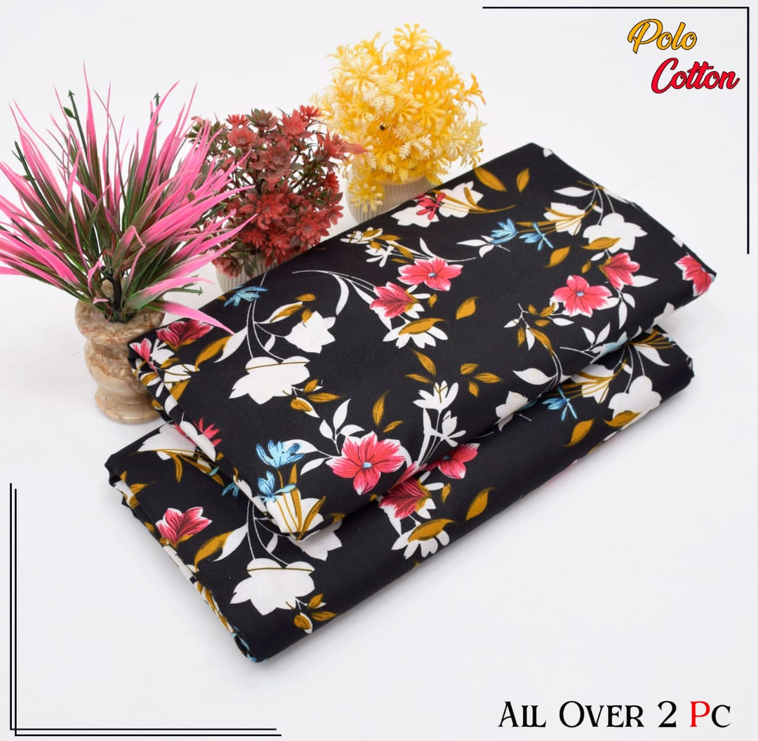 Micro Polo Cotton 2pcs Suit Black Grace
