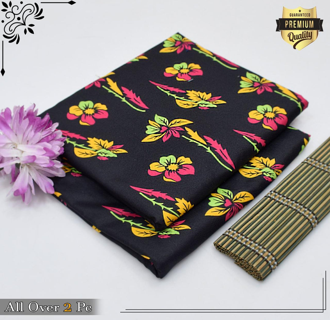 Micro Polo Cotton 2pcs Suit Black Yellow Pink Flrl