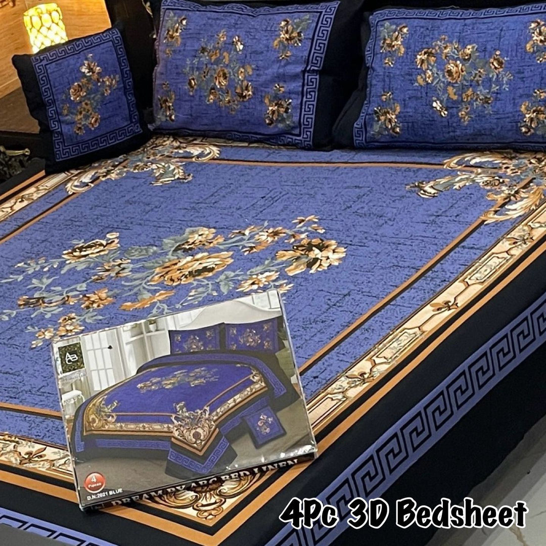 4Pcs 3D Panel Bedsheet Luxury King Size Bedsheets AYPN-00142
