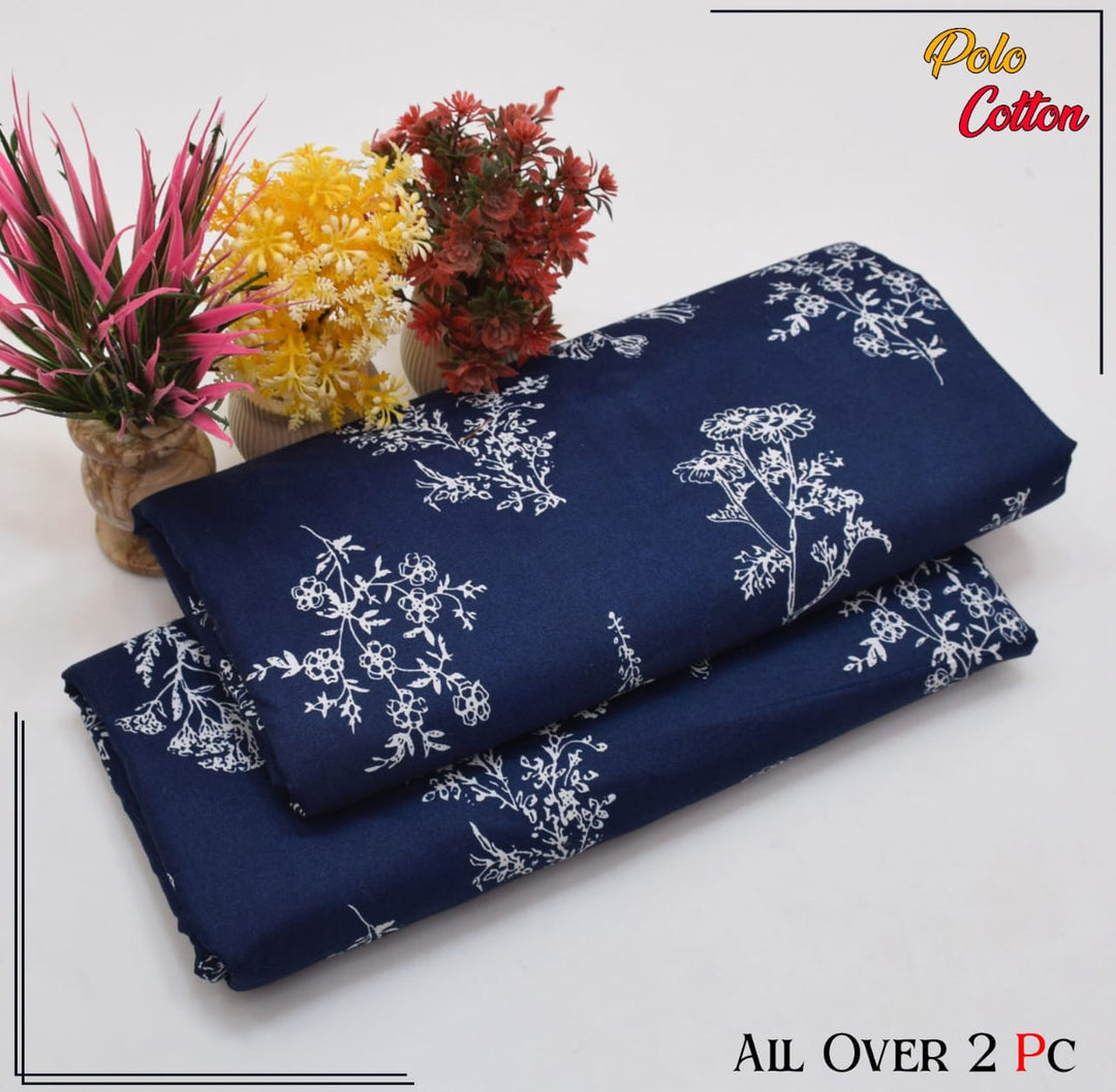 Micro Polo Cotton 2pcs Suit Blue White Tress
