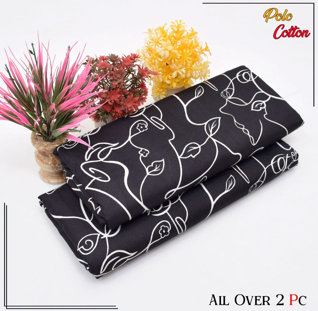 Micro Polo Cotton 2pcs Suit Black Art