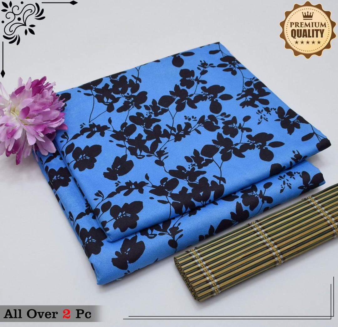 Micro Polo Cotton 2pcs Suit Blue Black Floral
