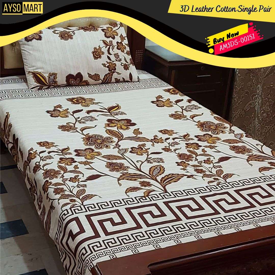 Umber Patel 3D Crystal Cotton Single Pair Bedsheet AM3DS-00151