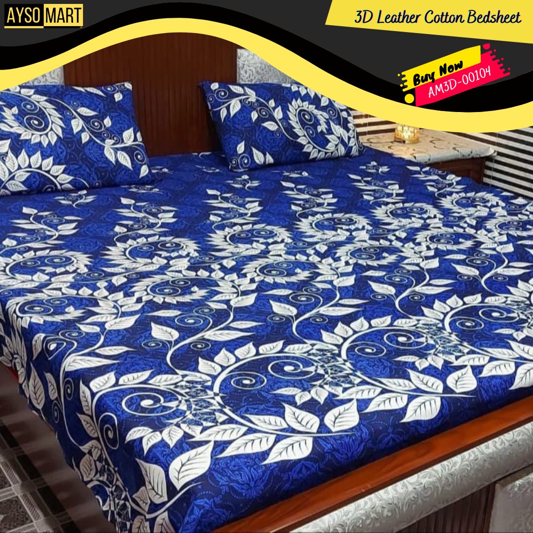 3D Leather Cotton Bedsheet AM3D-00104