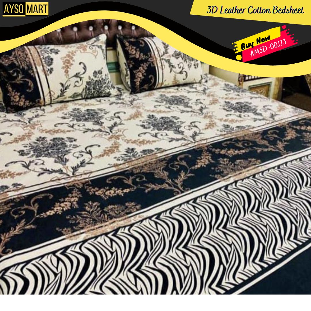 3D Leather Crystal Cotton Bedsheet AM3D-00417
