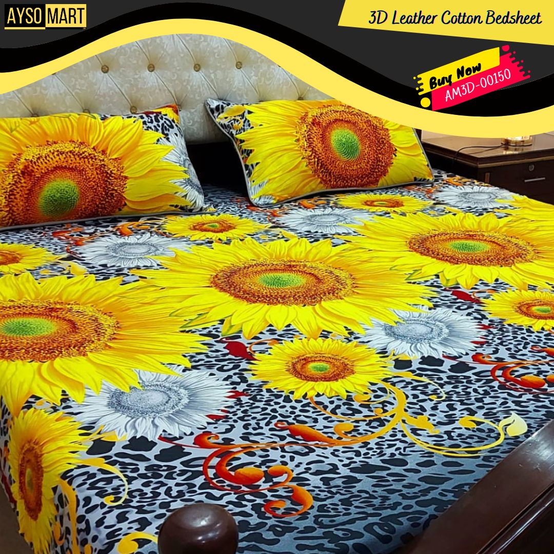 3D Leather Cotton Bedsheet AM3D-00150