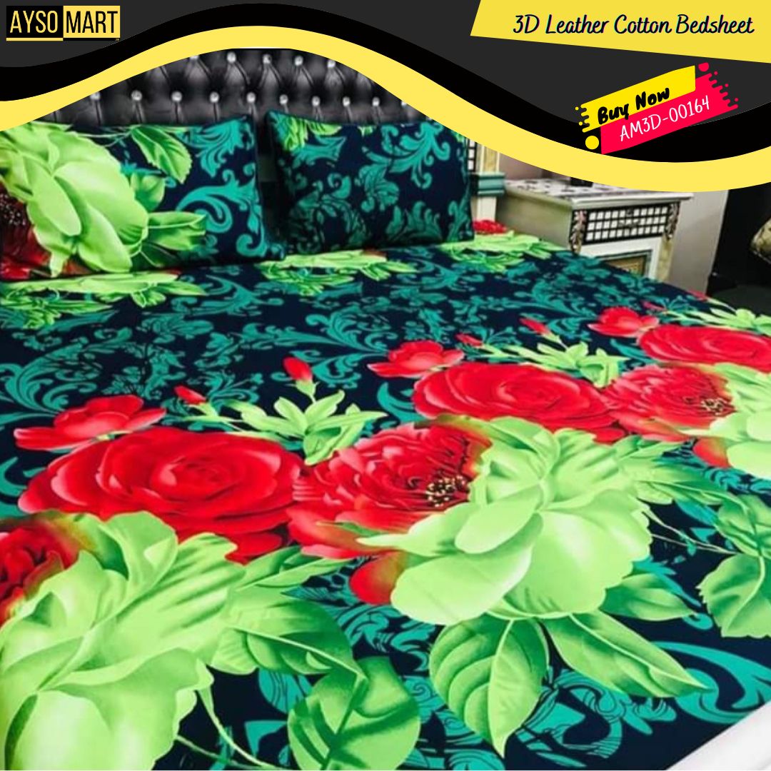 3D Leather Cotton Bedsheet AM3D-00164