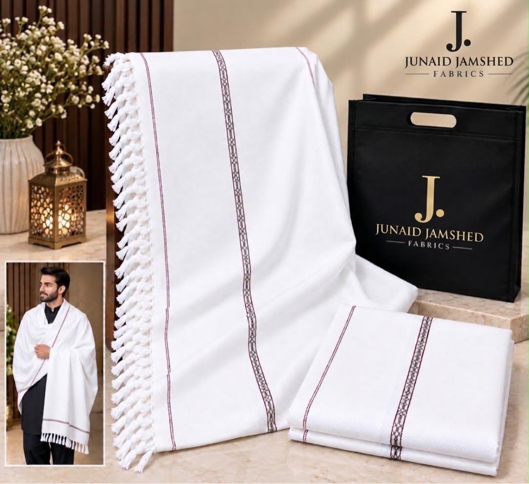 J. Junaid jamsheed Premium Men wool Shawl White AY00901