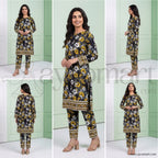 Summer Cotton All over 2pcs Premium Black floral white NW