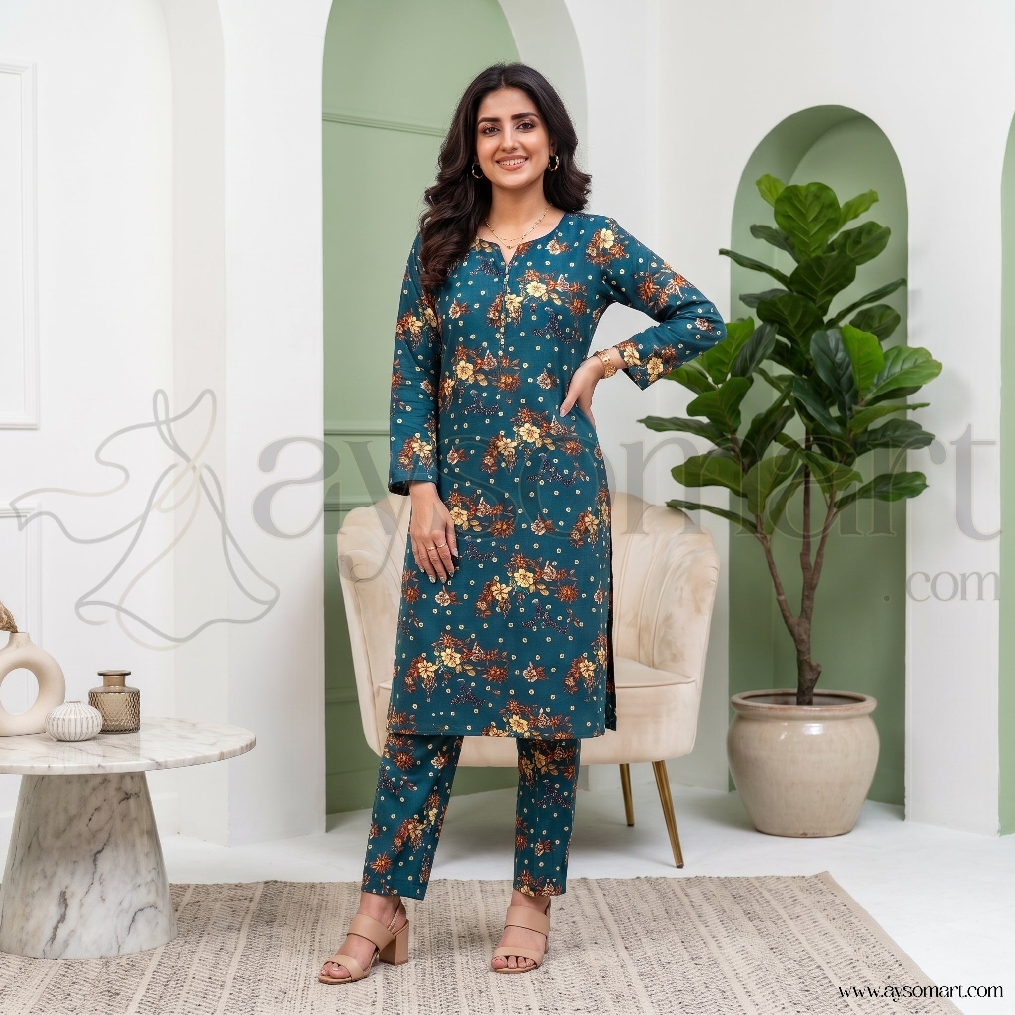 Summer Cotton All over 2pcs Premium Zinc Golden Floral