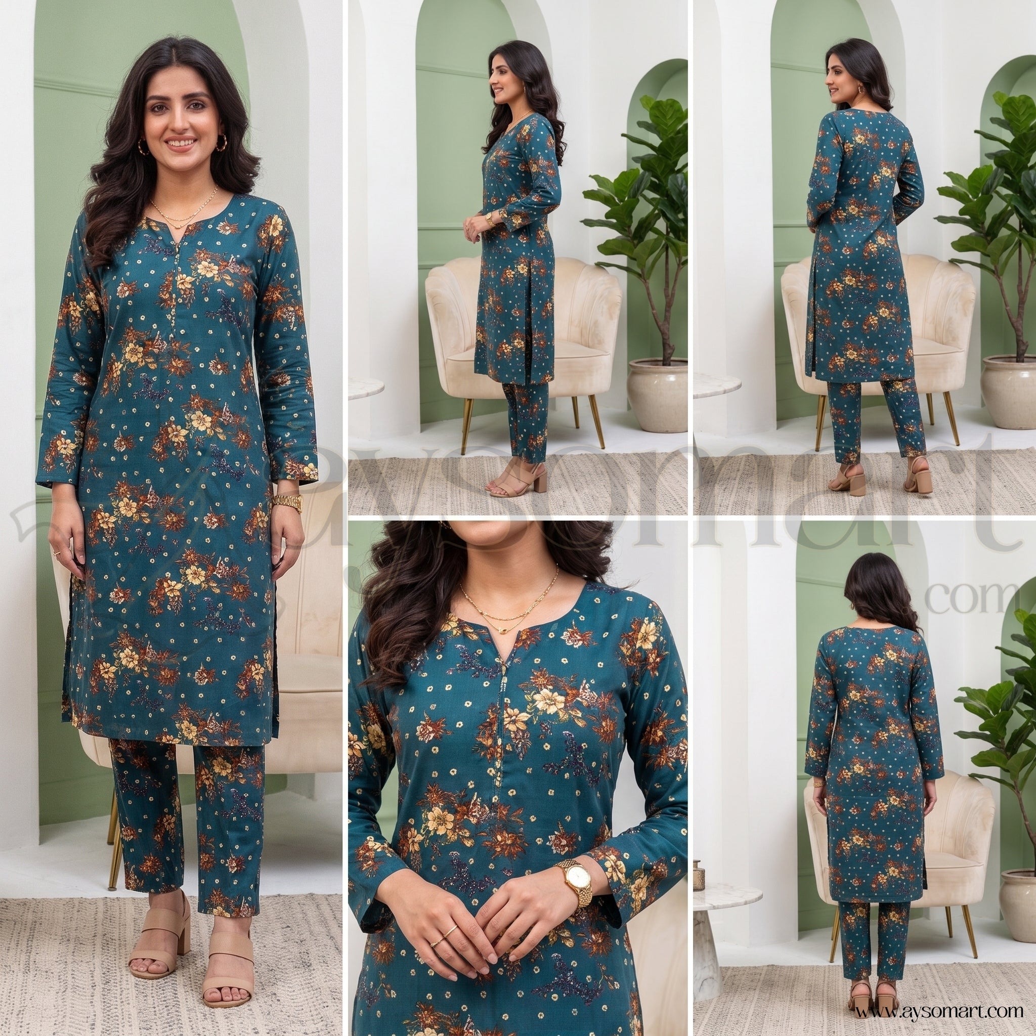 Summer Cotton All over 2pcs Premium Zinc Golden Floral