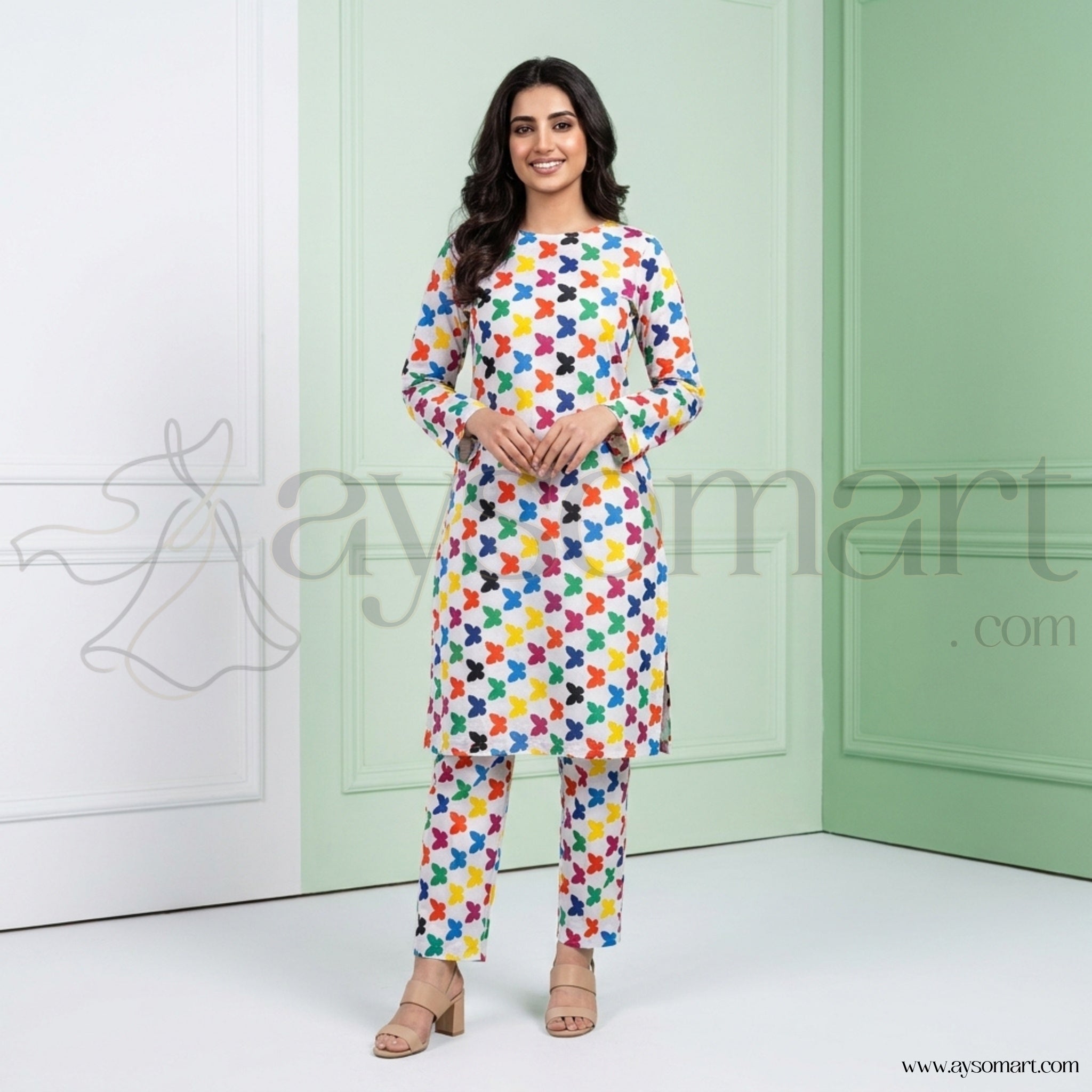Summer Cotton All over 2pcs Premium White Butterfly NW