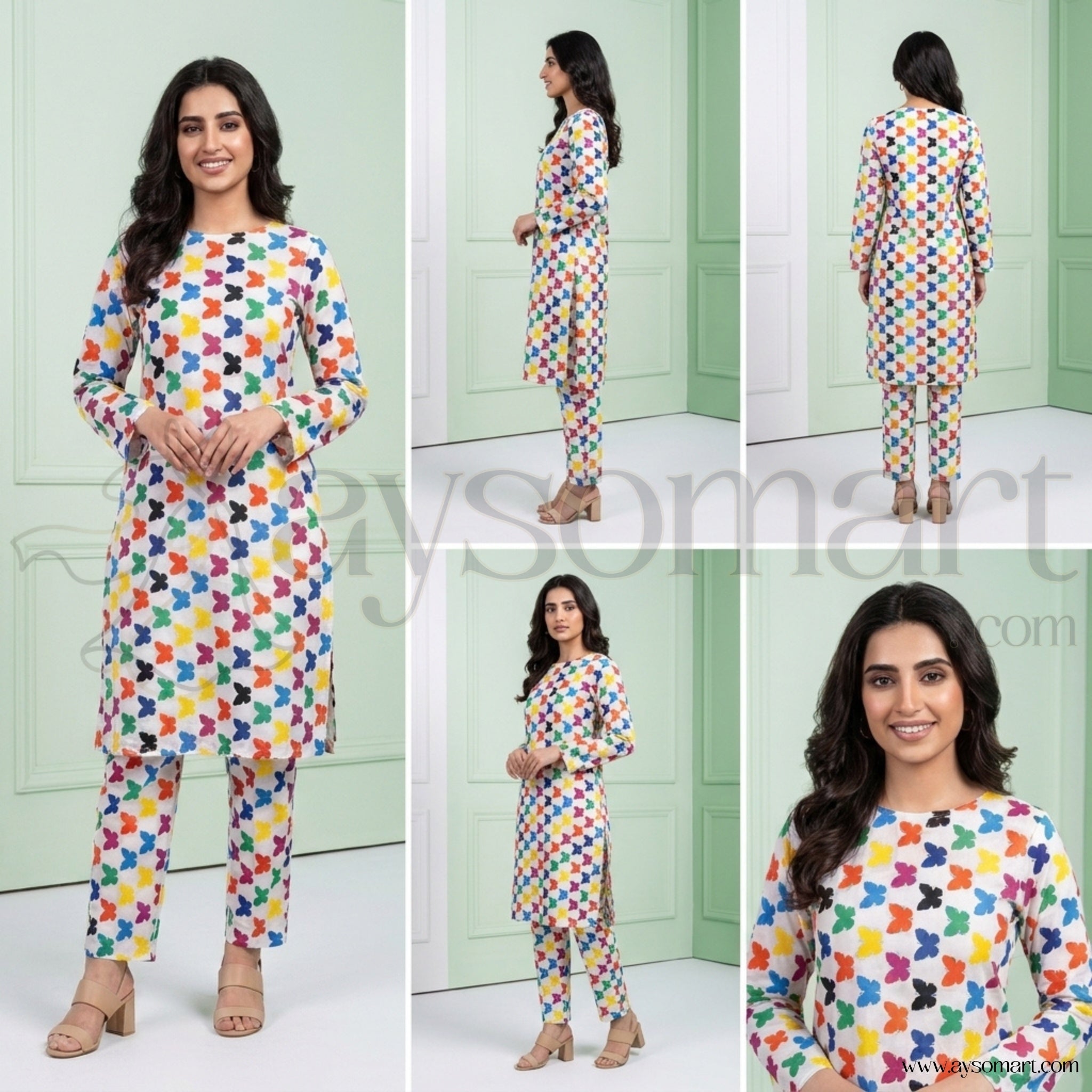 Summer Cotton All over 2pcs Premium White Butterfly NW