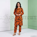 Summer Cotton All over 2pcs Premium Orange Black Floral Full