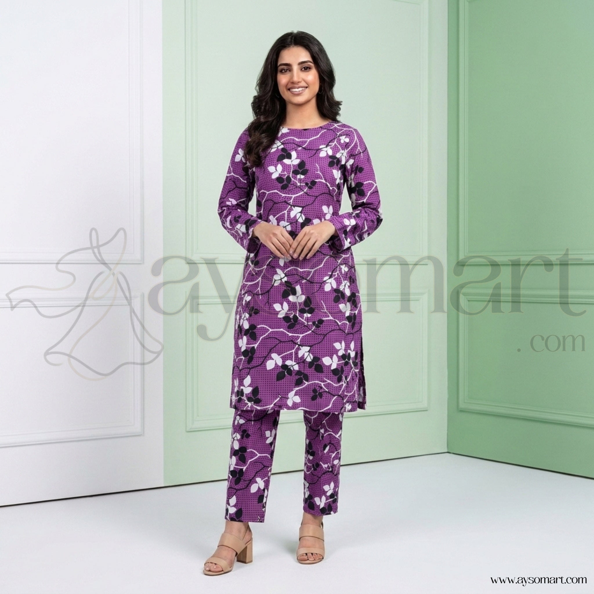 Summer Cotton All over 2pcs Premium Purple white Black BT