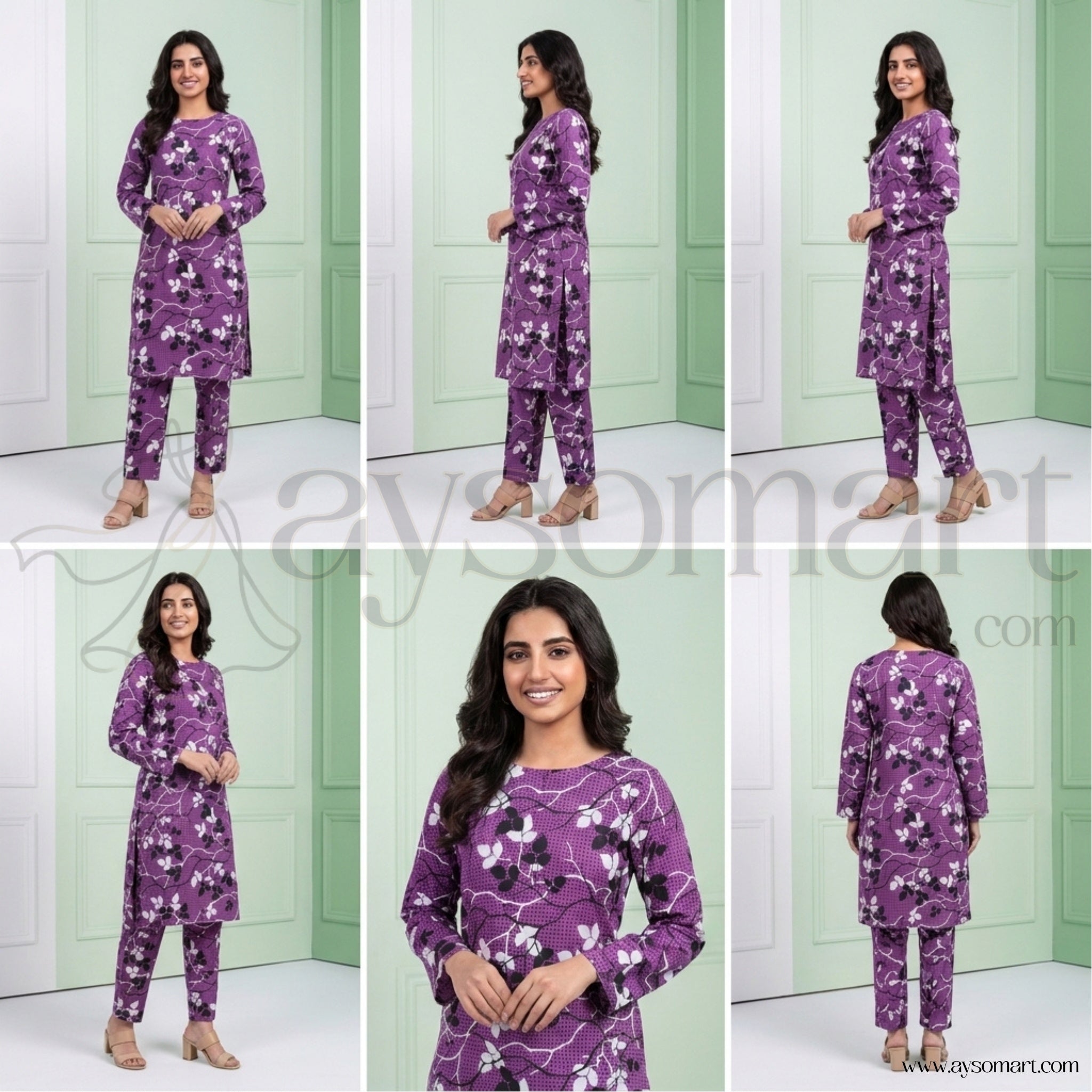 Summer Cotton All over 2pcs Premium Purple white Black BT
