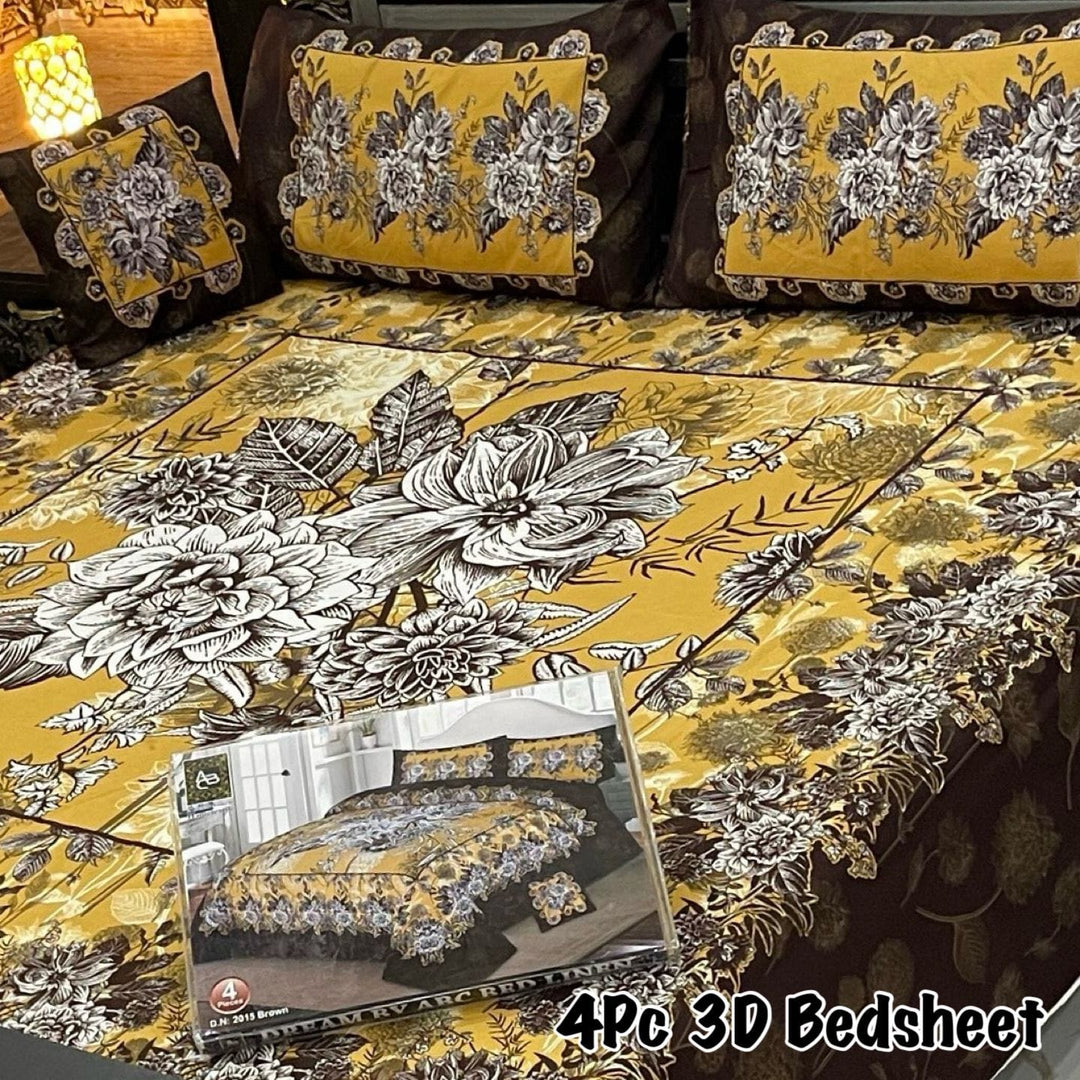 4Pcs 3D Panel Bedsheet Luxury King Size Bedsheets AYPN-00120