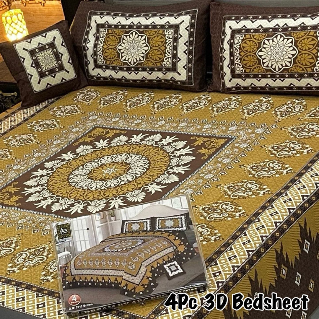 4Pcs 3D Panel Bedsheet Luxury King Size Bedsheets AYPN-00129