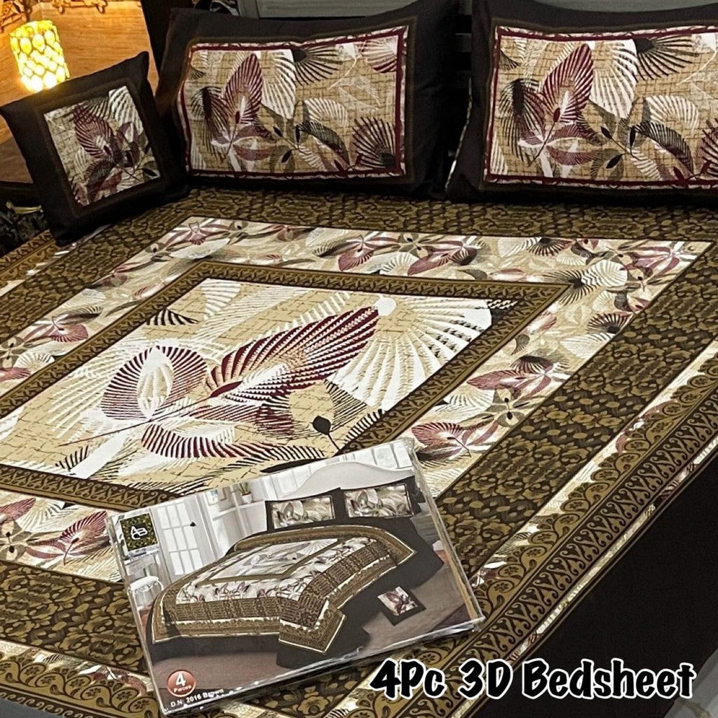 4Pcs 3D Panel Bedsheet Luxury King Size Bedsheets AYPN-00125