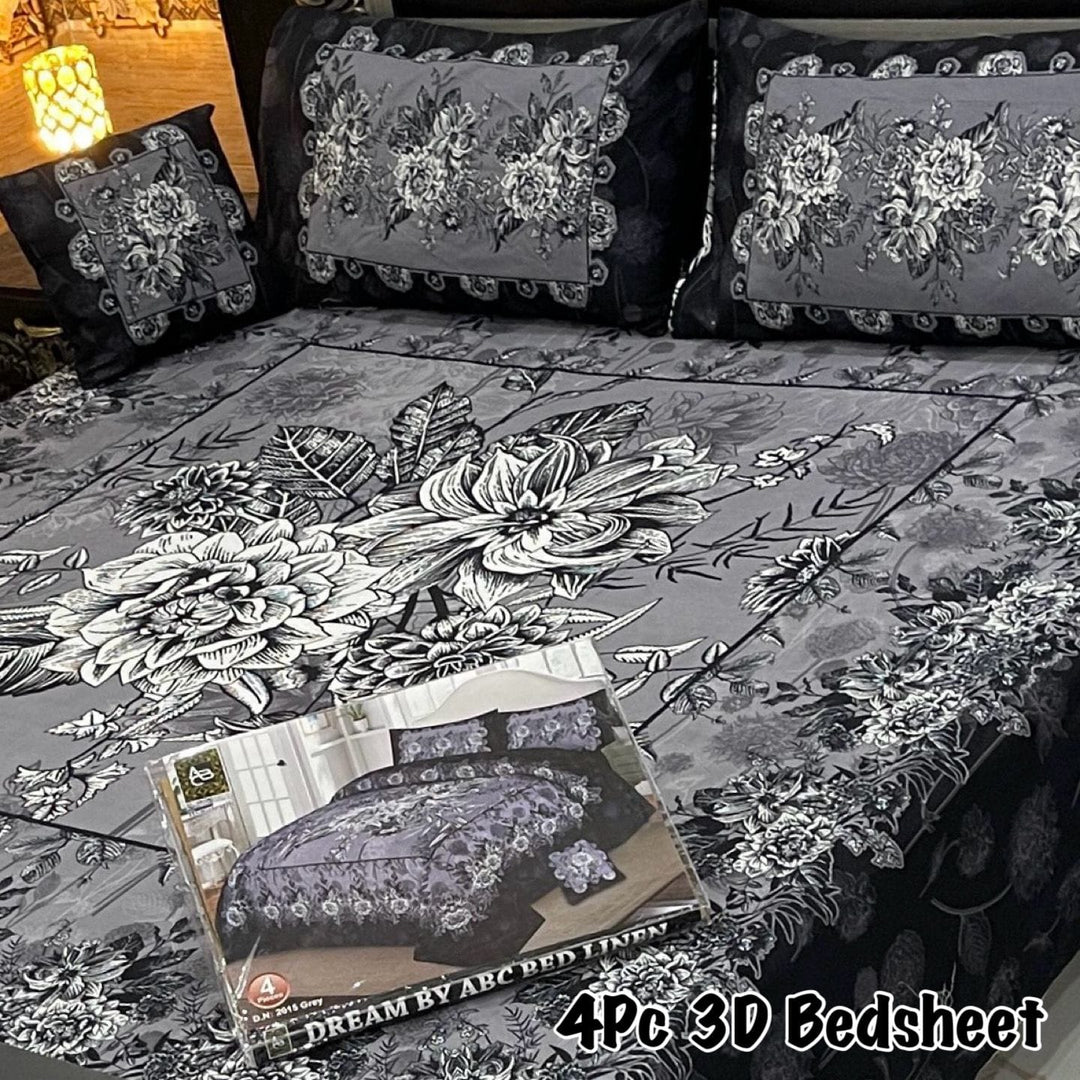 4Pcs 3D Panel Bedsheet Luxury King Size Bedsheets AYPN-00124