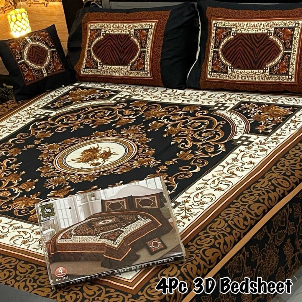 4Pcs 3D Panel Bedsheet Luxury King Size Bedsheets AYPN-00126